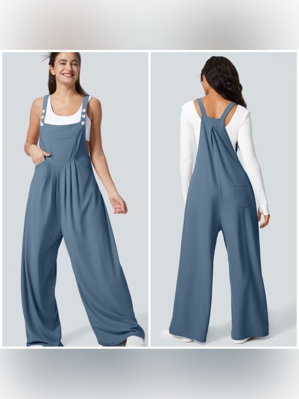 Halara Casual Wide-Leg Overalls Jumpsuit in Blue - Picture 1 of 17